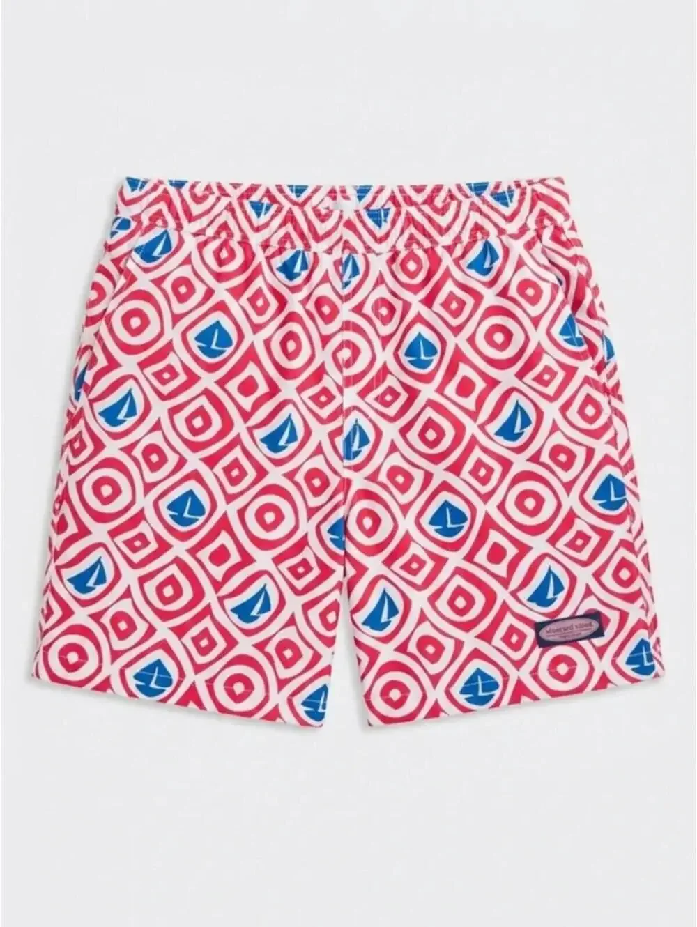 Vineyard Vines Men's Size Small Sailboat Print Swim Trunks Pink Blue Board Short